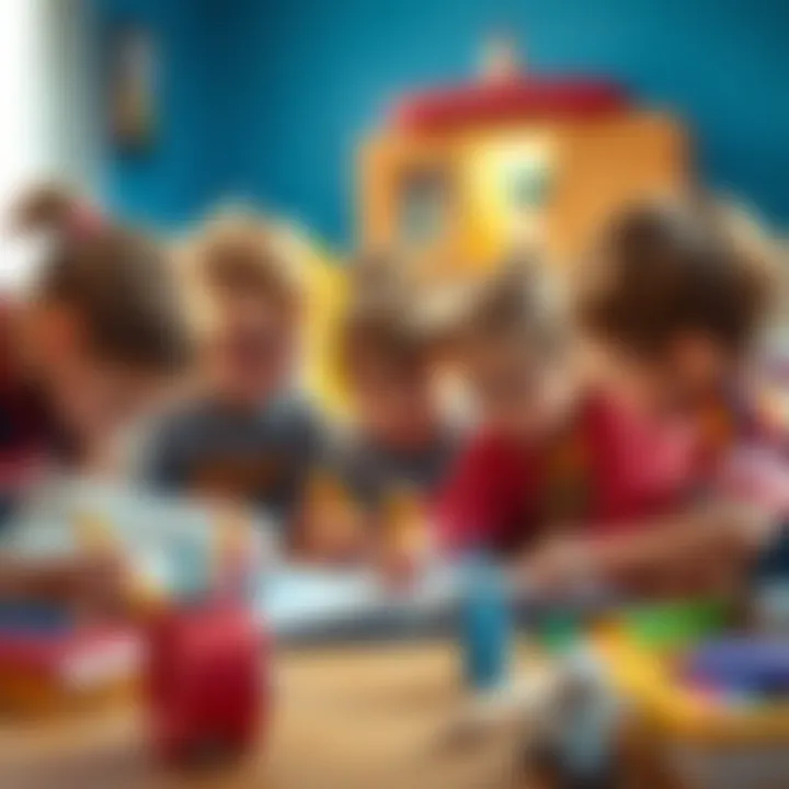 Children collaborating on a writing project, demonstrating teamwork and creativity.