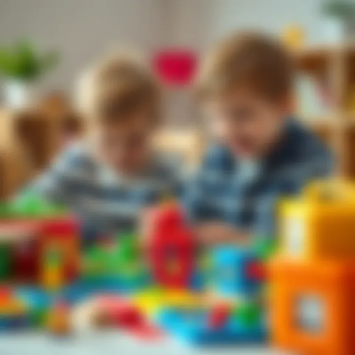 Children engaging happily with educational toys