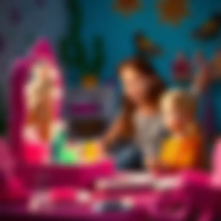 Children engaged in imaginative play with Barbie set