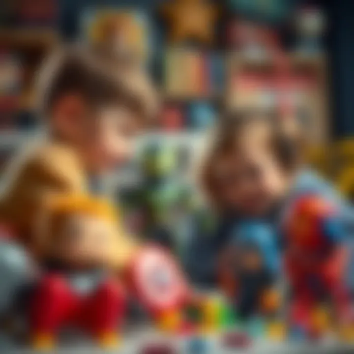 Children engaging in imaginative play with Pop Marvel toys