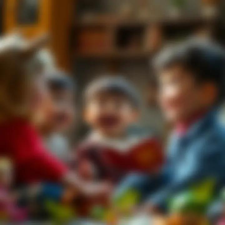 An artistic representation of children laughing while listening to Nasrettin Hoca's tales.