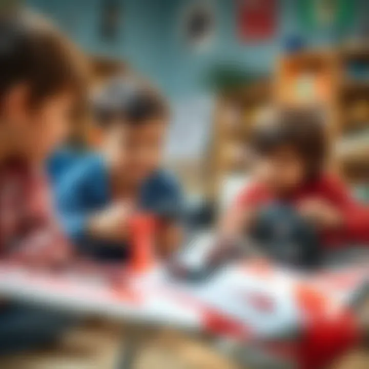 Kids Engaged with Remote-Controlled Aircraft Children learning to operate a remote-controlled aircraft
