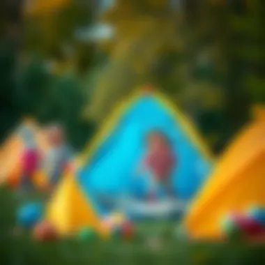 Children engaging in physical activities with tent toys