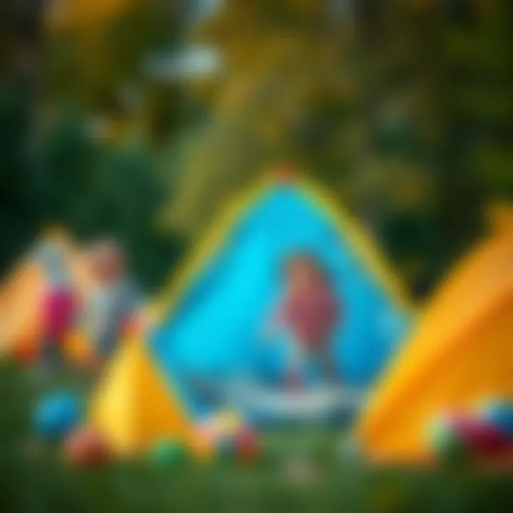 Children engaging in physical activities with tent toys