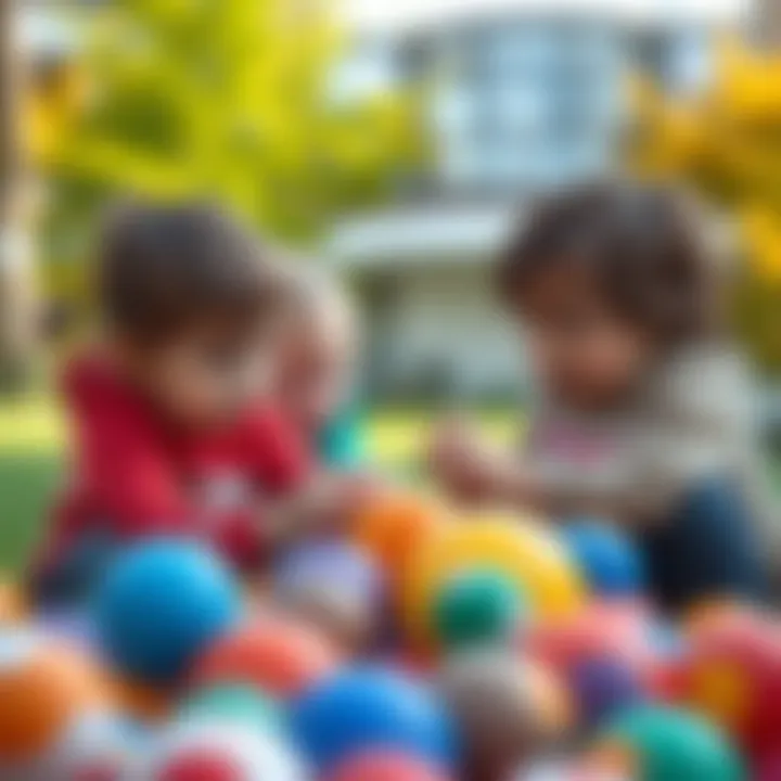 Children engaging with colorful balls during outdoor play