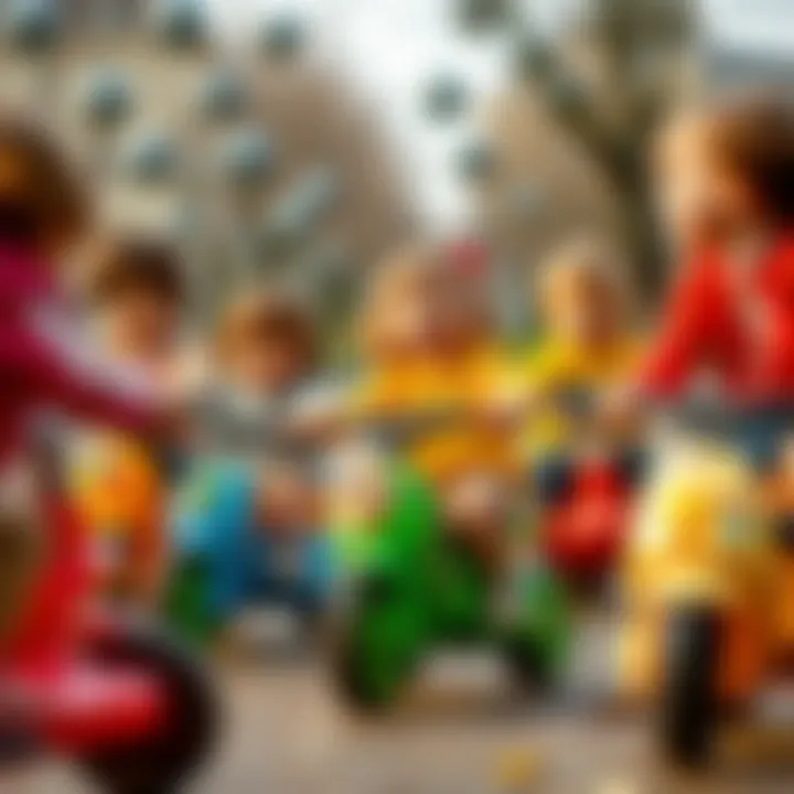 Teamwork and Fun with Pedal Toys Group of children playing with pedal toys