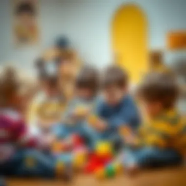 Group of children playing together with toys