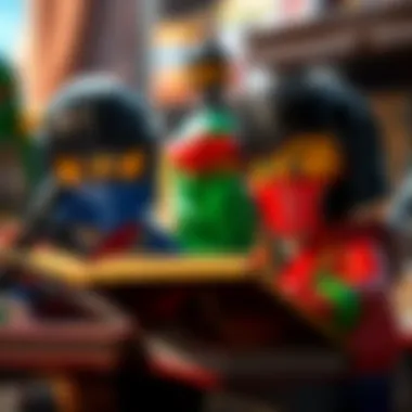 Children Reading Ninjago Books Children engaging with Ninjago books, immersed in stories