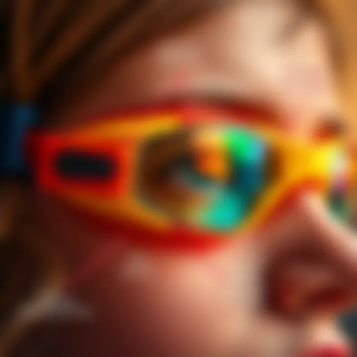 Close-up of swimming goggles highlighting features