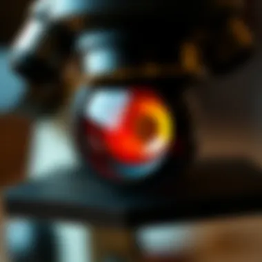 Close-up of a toy microscope lens