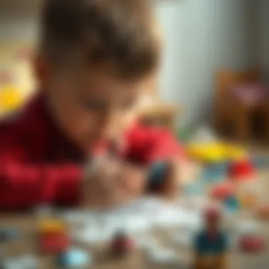 A child solving a word puzzle with focus