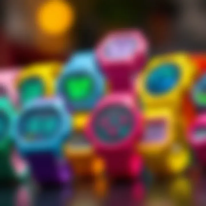 Colorful digital watches designed for girls