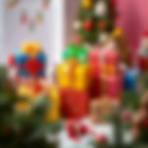 Colorful gift boxes arranged creatively