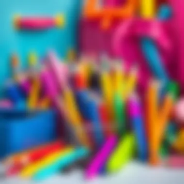 Vibrant School Supplies Selection Colorful school supplies arranged beautifully