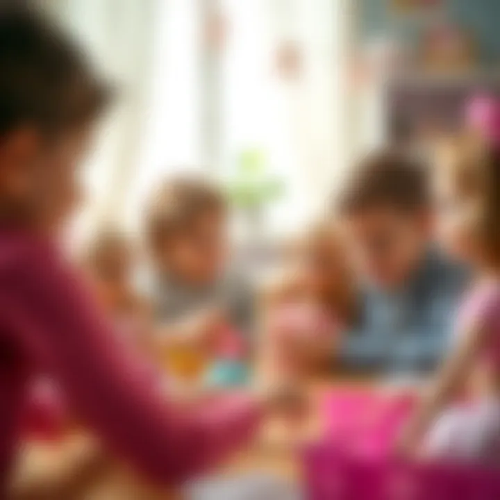 Children engaged in creative play with Barbie dolls