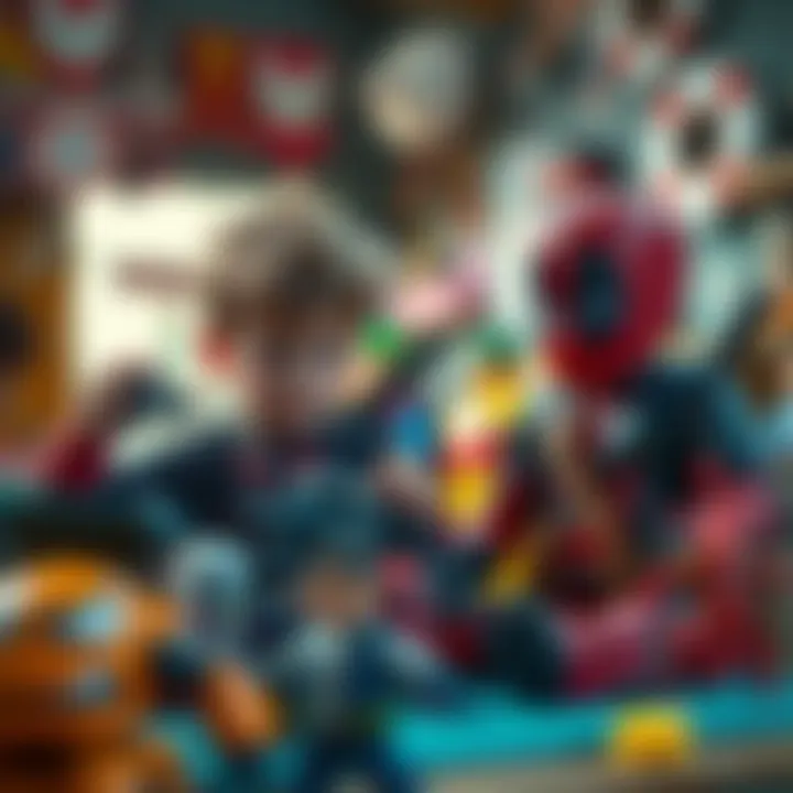 Children playing with Deadpool toys promoting imaginative play