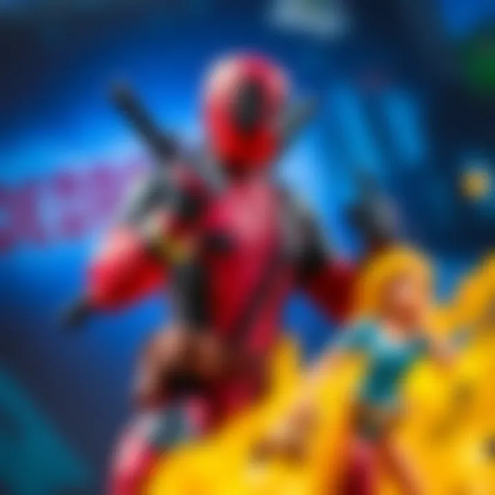 Vibrant Deadpool action figure showcasing dynamic pose