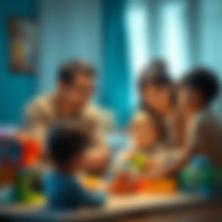 Parents interacting with their children while discussing the educational benefits of playing with Arya.