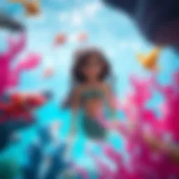 A captivating illustration of Arya, the mermaid character, in a vibrant underwater world filled with colorful sea creatures.