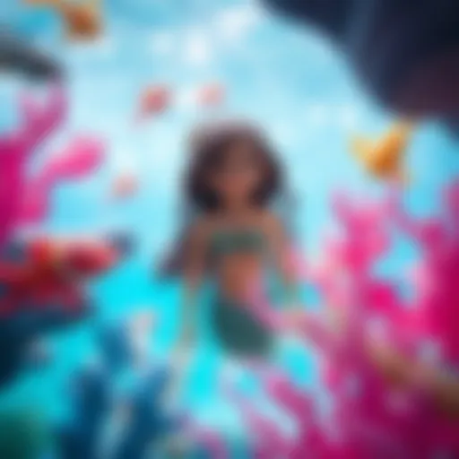 A captivating illustration of Arya, the mermaid character, in a vibrant underwater world filled with colorful sea creatures.