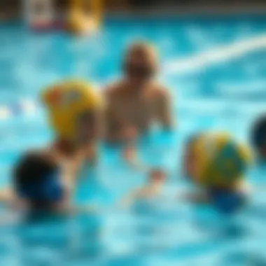 Parents encouraging kids in water polo