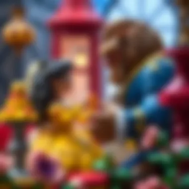 Belle and the Beast's Connection A colorful scene showcasing Belle interacting with the Beast, highlighting character development