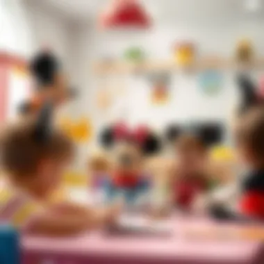 Children engaging with Disney characters in a learning environment
