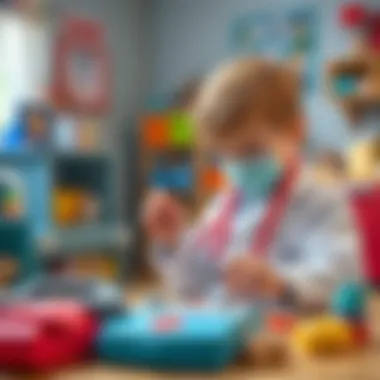Child engaging in pretend play with doctor kit