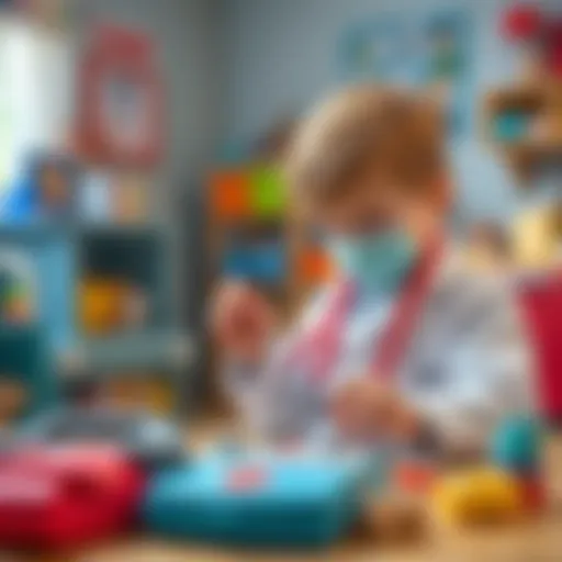 Child engaging in pretend play with doctor kit