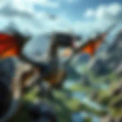 A majestic dragon soaring through a mystical landscape
