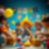 A vibrant scene of children engaged in a dress-up game showcasing creativity