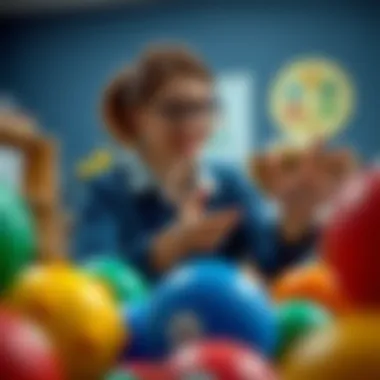 An educator demonstrating the use of sensory balls