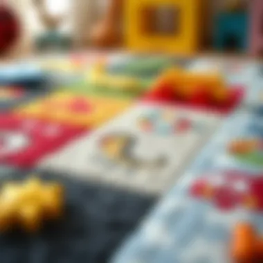 Educational Designs in Children's Rugs Close-up of educational motifs on a children's rug
