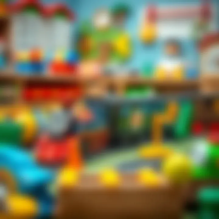 Educational Toy Train Setup An educational setup with toy trains and developmental tools