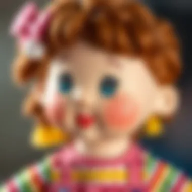 A close-up of a rainbow doll highlighting its educational features