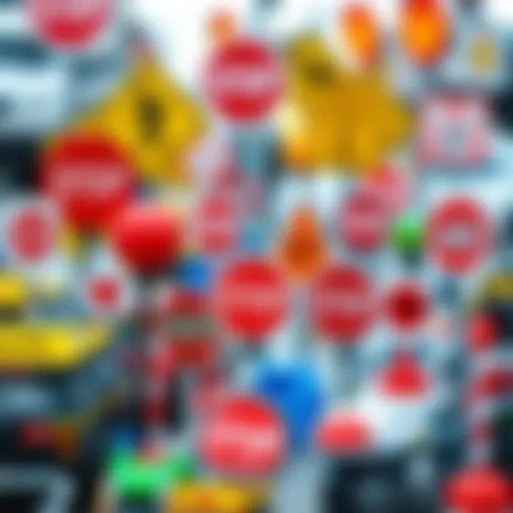 Variety of educational traffic sign toys displayed