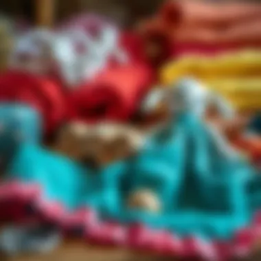 An assortment of materials and fabrics used for doll making.