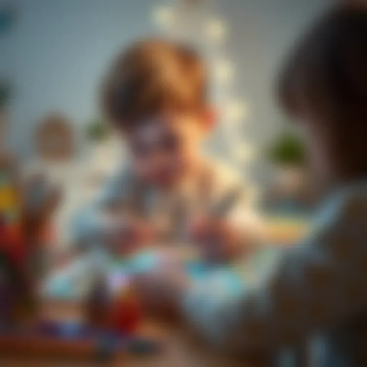 Child engaging with a diamond painting project