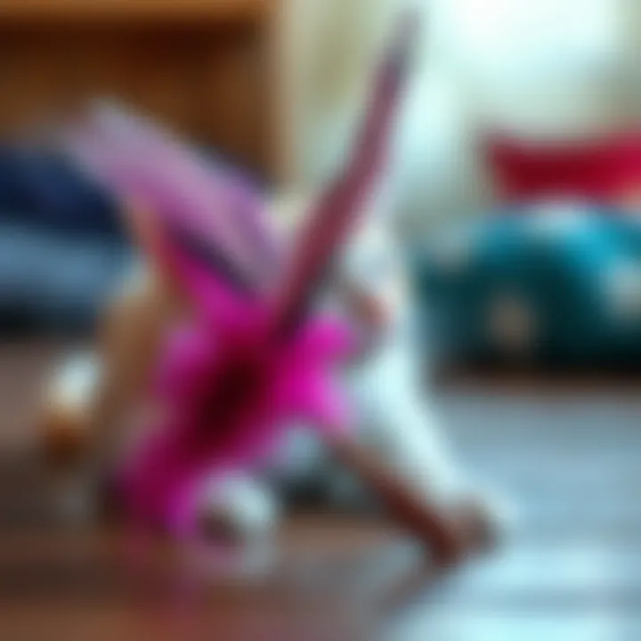 Homemade feather toy for cats