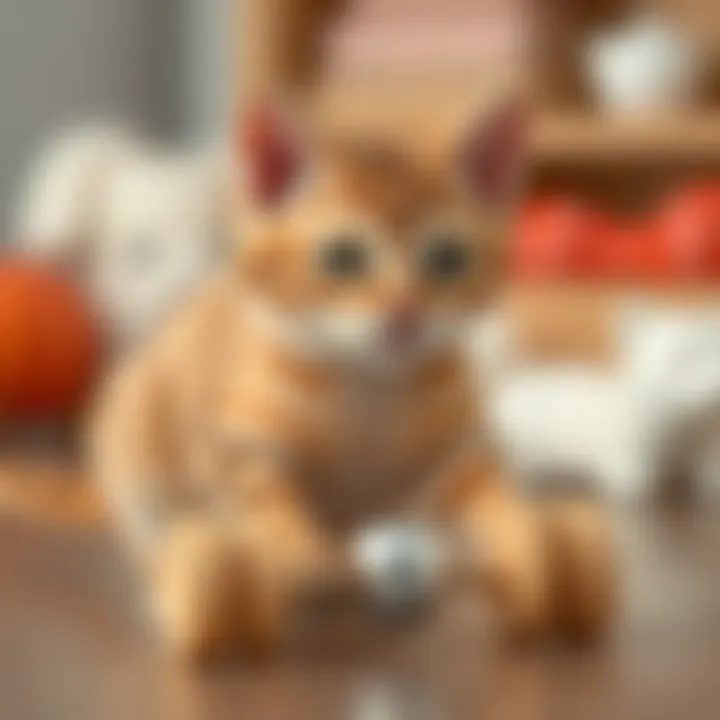 Natural wooden cat toy with bells