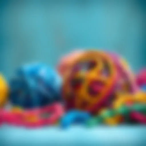 Colorful yarn balls for cat toys