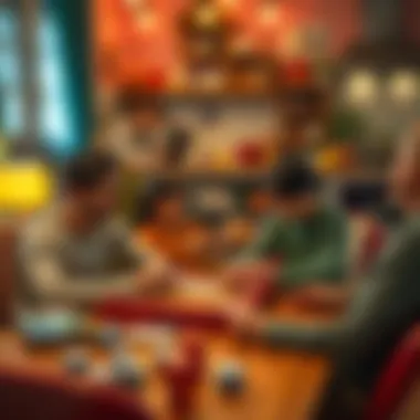 A cozy setting with adults playing a card game at home