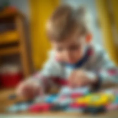 A child focusing on assembling a Fenerbahçe themed puzzle