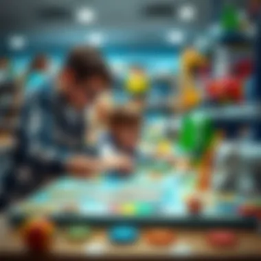 Parents selecting educational toys, including Fenerbahçe puzzles