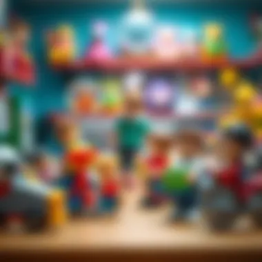 Parents selecting figurine toys for educational purposes