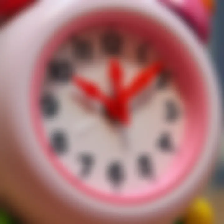 Close-up of the features on the educational clock