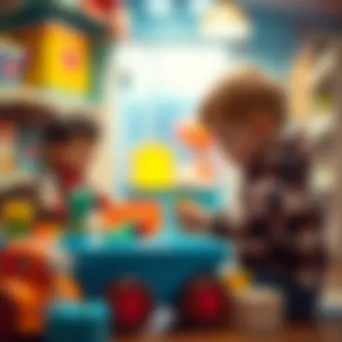 Parents exploring educational toys for their children