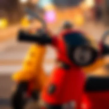 A close-up of the safety features on a frozen scooter