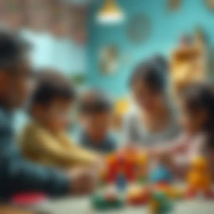 Parents observing children during gameplay