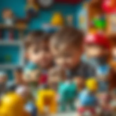 Children engaging with Funko Pop figures in a playful environment